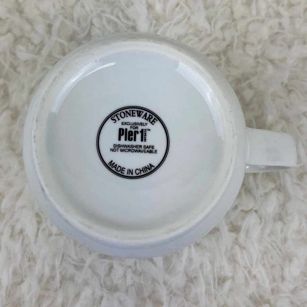 Pier 1 Stoneware Very Merry Candy Cane & Holly Coffee Mug 16oz. Christmas